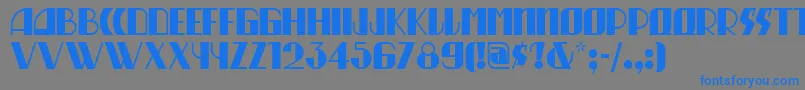 フォントMunchausennf – 灰色の背景に青い文字