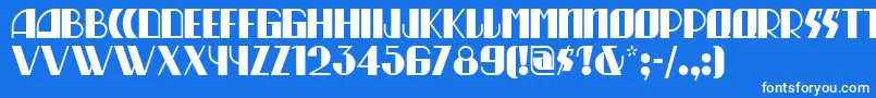 Czcionka Munchausennf – białe czcionki na niebieskim tle