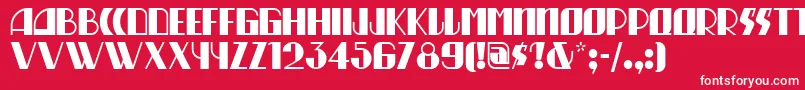 フォントMunchausennf – 赤い背景に白い文字