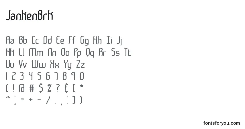 Czcionka JankenBrk – alfabet, cyfry, specjalne znaki