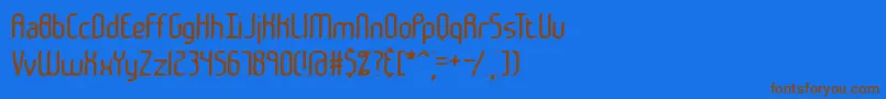 フォントJankenBrk – 茶色の文字が青い背景にあります。