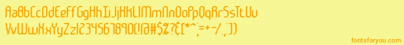 フォントJankenBrk – オレンジの文字が黄色の背景にあります。