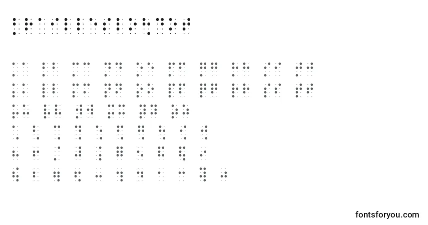 Czcionka Brailleslo8dot – alfabet, cyfry, specjalne znaki