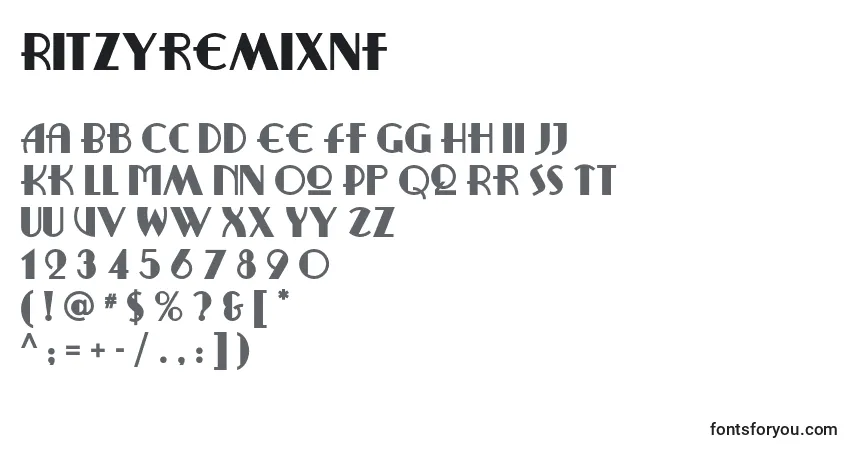 Шрифт Ritzyremixnf – алфавит, цифры, специальные символы