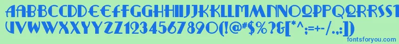 Czcionka Ritzyremixnf – niebieskie czcionki na zielonym tle