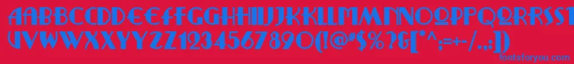 Ritzyremixnf-Schriftart – Blaue Schriften auf rotem Hintergrund