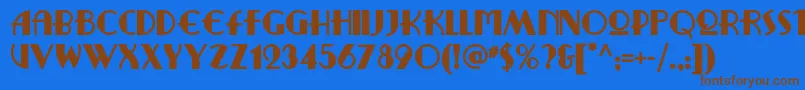Ritzyremixnf-Schriftart – Braune Schriften auf blauem Hintergrund