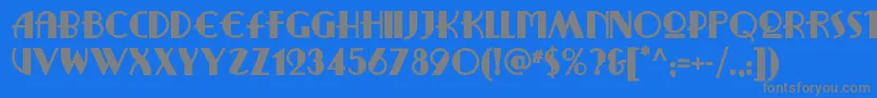 フォントRitzyremixnf – 青い背景に灰色の文字