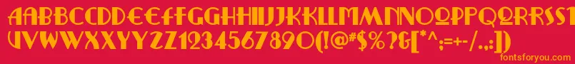 フォントRitzyremixnf – 赤い背景にオレンジの文字