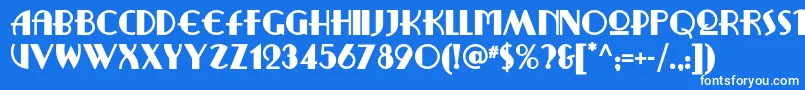 Ritzyremixnf-Schriftart – Weiße Schriften auf blauem Hintergrund