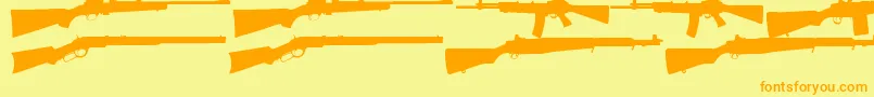 RifleBatsTfb-Schriftart – Orangefarbene Schriften auf gelbem Hintergrund