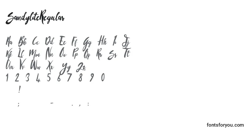 Schriftart SandyliteRegular – Alphabet, Zahlen, spezielle Symbole