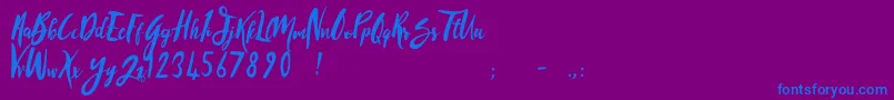 SandyliteRegular-Schriftart – Blaue Schriften auf violettem Hintergrund