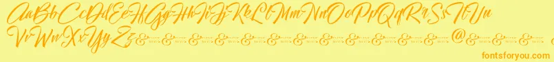 HallelujahDemo-Schriftart – Orangefarbene Schriften auf gelbem Hintergrund