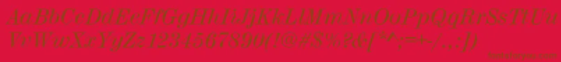 Fonte MadeiraItalic – fontes marrons em um fundo vermelho