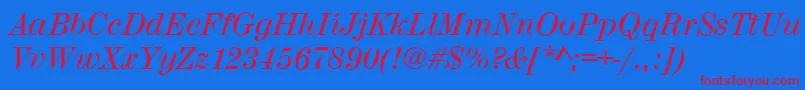 MadeiraItalic Font – Red Fonts on Blue Background