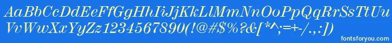 Czcionka MadeiraItalic – żółte czcionki na niebieskim tle