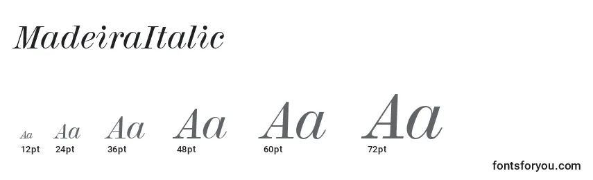 MadeiraItalic Font Sizes