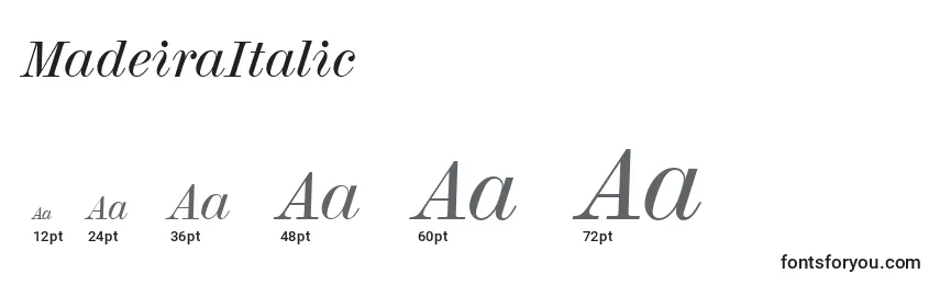 Tamaños de fuente MadeiraItalic