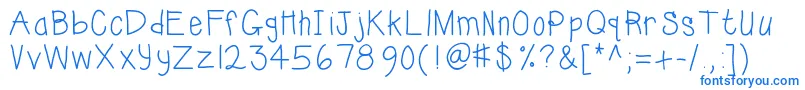 Kbsunshinebold-Schriftart – Blaue Schriften auf weißem Hintergrund