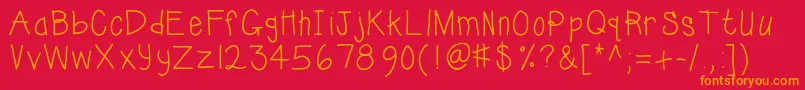Kbsunshinebold-Schriftart – Orangefarbene Schriften auf rotem Hintergrund