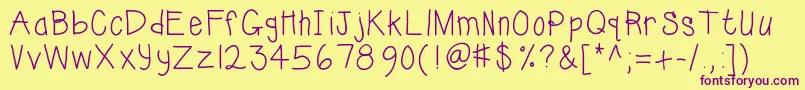 Kbsunshinebold-Schriftart – Violette Schriften auf gelbem Hintergrund