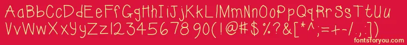 Kbsunshinebold-Schriftart – Gelbe Schriften auf rotem Hintergrund