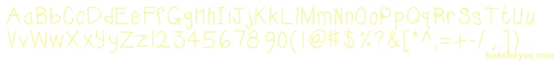 フォントKbsunshinebold – 白い背景に黄色の文字