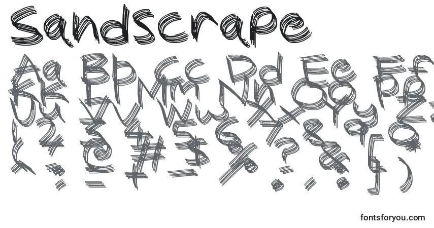 A fonte Sandscrape – alfabeto, números, caracteres especiais