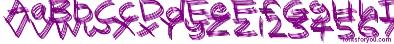 Sandscrape-Schriftart – Violette Schriften auf weißem Hintergrund