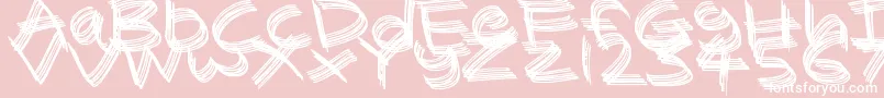 Sandscrape-Schriftart – Weiße Schriften auf rosa Hintergrund