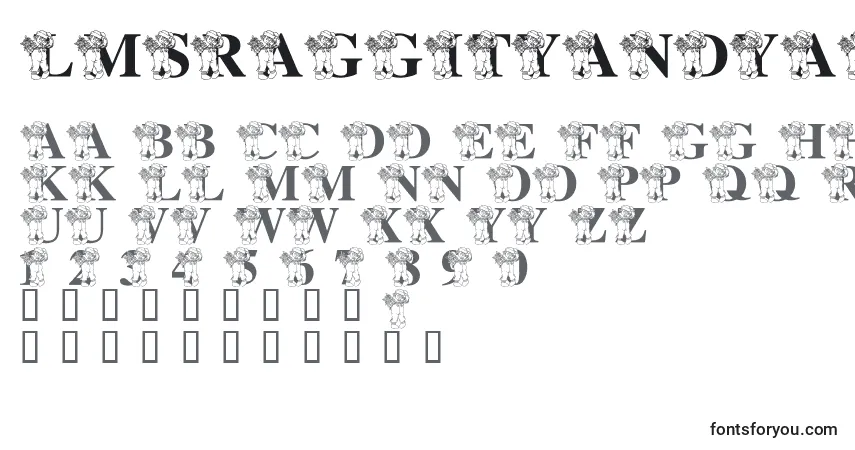 Schriftart LmsRaggityAndyAlphabet – Alphabet, Zahlen, spezielle Symbole