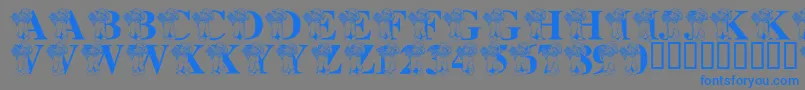 LmsRaggityAndyAlphabet Font – Blue Fonts on Gray Background