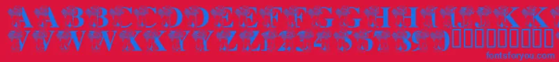 LmsRaggityAndyAlphabet Font – Blue Fonts on Red Background