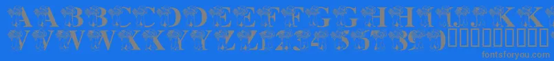 LmsRaggityAndyAlphabet Font – Gray Fonts on Blue Background