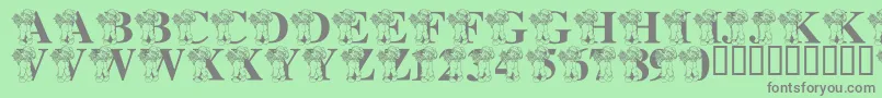 LmsRaggityAndyAlphabet Font – Gray Fonts on Green Background