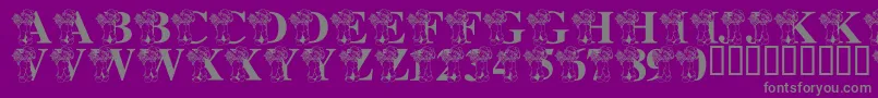 LmsRaggityAndyAlphabet Font – Gray Fonts on Purple Background