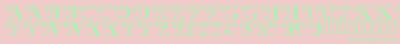 LmsRaggityAndyAlphabet Font – Green Fonts on Pink Background