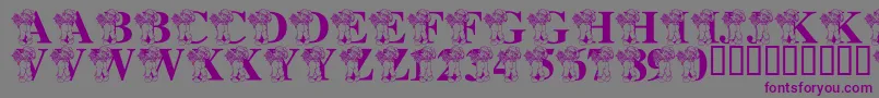 LmsRaggityAndyAlphabet Font – Purple Fonts on Gray Background