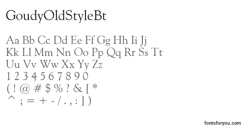Шрифт GoudyOldStyleBt – алфавит, цифры, специальные символы