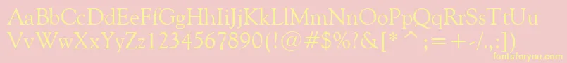 GoudyOldStyleBt-Schriftart – Gelbe Schriften auf rosa Hintergrund