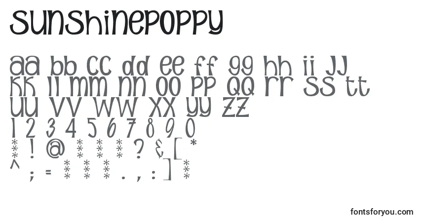 Czcionka SunshinePoppy – alfabet, cyfry, specjalne znaki