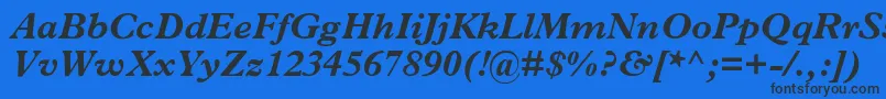 Шрифт MplantinBolditalic – чёрные шрифты на синем фоне