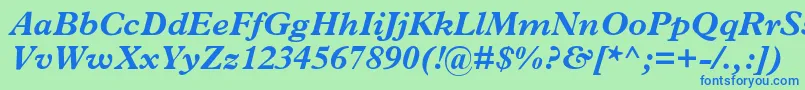 フォントMplantinBolditalic – 青い文字は緑の背景です。