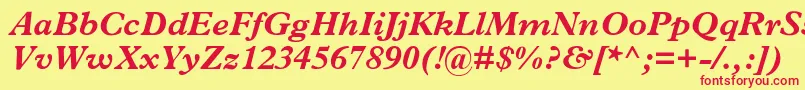 MplantinBolditalic Font – Red Fonts on Yellow Background