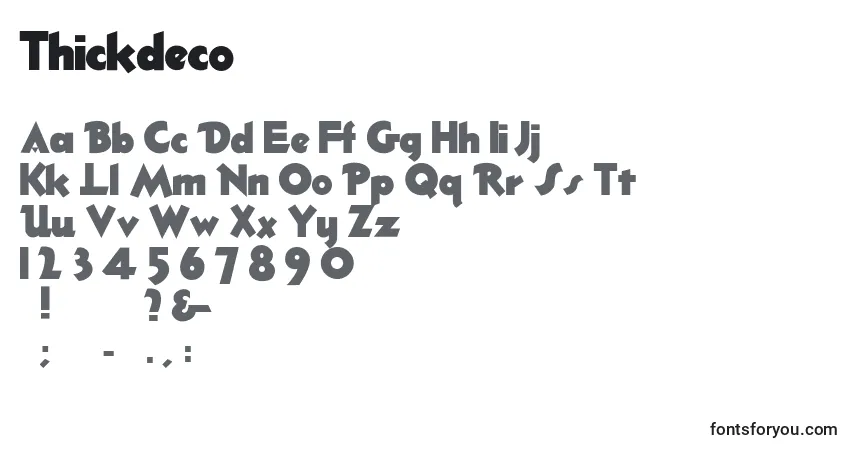 Schriftart Thickdeco – Alphabet, Zahlen, spezielle Symbole