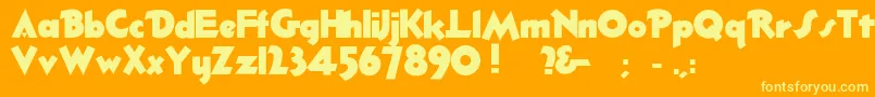 Thickdeco-Schriftart – Gelbe Schriften auf orangefarbenem Hintergrund