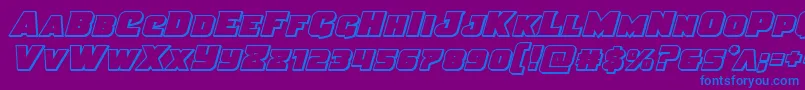 フォントJusticeout – 紫色の背景に青い文字