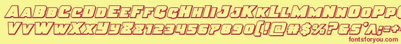 Justiceout Font – Red Fonts on Yellow Background