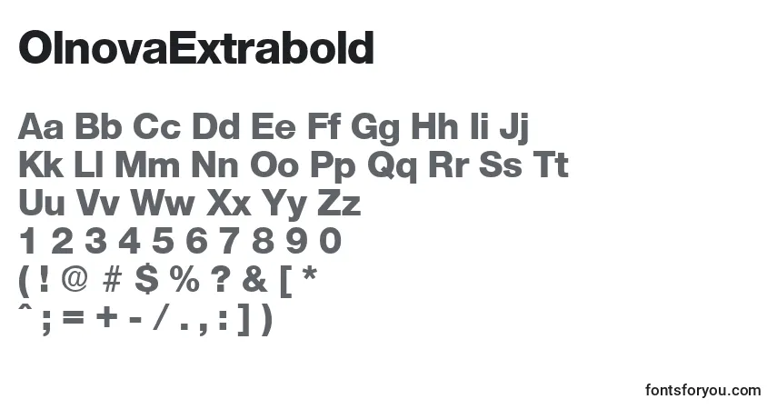 Шрифт OlnovaExtrabold – алфавит, цифры, специальные символы